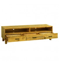 Woodstyle Solid Timber Light Brown 3 Drawers TV Cabinet in Rustic Texture